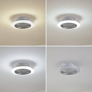Stropný ventilátor Lindby LED Mamuti, strieborný, tichý, Ø 55 cm, Hliník / sivá / zinok, Obývacia izba / jedáleň, Hliník, Moderný, Závesné svietidlo