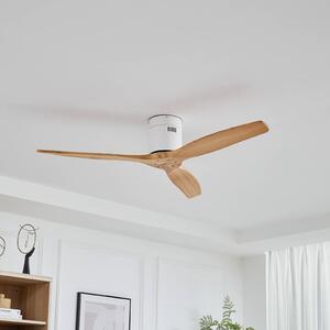 Stropný ventilátor Lucande Vindur, biely/drevo, DC, tichý