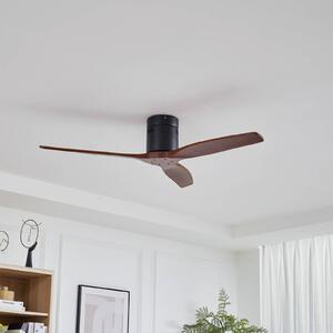 Stropný ventilátor Lucande Vindur, čierna/drevo, DC, tichý