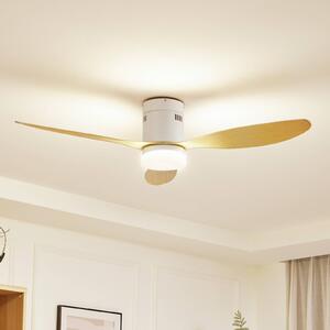 Stropný ventilátor Lucande LED Kayu, biely, DC, tichý, 132 cm