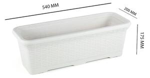 ALFIstyle Plastový hrantík ratan, samozavlažovacia, šírka 54cm, biely