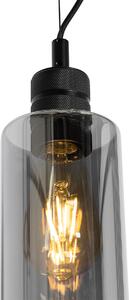 Moderné závesné svietidlo čierne s dymovým sklom - Stavelot