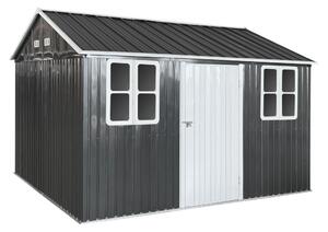 KONDELA Plechový záhradný domček na náradie, antracitová, 3,6x3,1x2,5 m, GABKO
