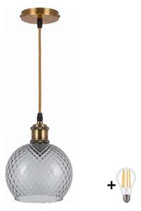 BRILAGI -LED Luster na lanku RETRO GLASS 1xE27/60W/230V pr. 18 cm zlatá/dymovo-sivá