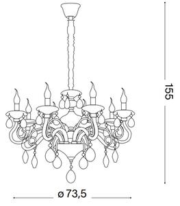 Ideal Lux - Luster na reťazi NEGRESCO 8xE14/28W/230V pr. 73,5 cm zlatá