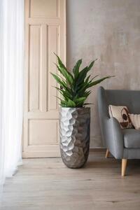 Luxusný kvetináč AMOLAR, sklolaminát, výška 75 cm, strieborný, outlet