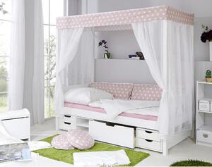 POSTEĽ S NEBESAMI 90/200 cm, drevo, ružová, biela MID.YOU - Online Only detský nábytok, Online Only