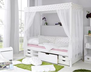 POSTEĽ S NEBESAMI 90/200 cm, drevo, biela, svetloružová MID.YOU - Online Only detský nábytok, Online Only