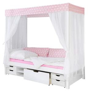 POSTEĽ S NEBESAMI 90/200 cm, drevo, ružová, biela MID.YOU - Online Only detský nábytok, Online Only