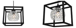 Závesné svietidlo CRYSTAL CAGE, 1x strieborné krištáľové tienidlo v kovovom ráme