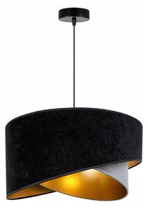 Závesné svietidlo MEDIOLAN, 1x čierne/šedé/zlaté textilné tienidlo