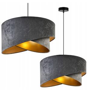 Závesné svietidlo Mediolan, 1x šedé/svetlošedé/zlaté textilné tienidlo