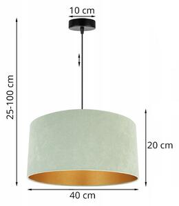 Závesné svietidlo Mediolan, 1x pistáciové/zlaté textilné tienidlo, (výber z 2 farieb konštrukcie), (fi 40cm)