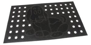 Gumová čistiaca rohož Dog 45 x 75 x 0,7 cm, čierna