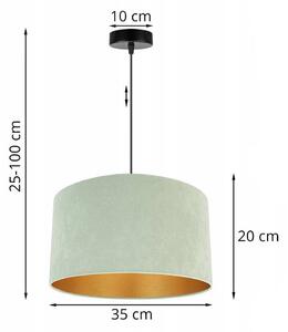 Závesné svietidlo Mediolan, 1x pistáciové/zlaté textilné tienidlo, (výber z 2 farieb konštrukcie), (fi 35cm)