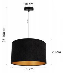 Závesné svietidlo MEDIOLAN, 1x čierne/zlaté textilné tienidlo, (fi 35cm)