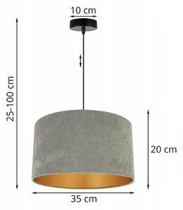 Závesné svietidlo Mediolan, 1x olivové/zlaté textilné tienidlo, (fi 35cm)