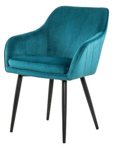 Zamatová jedálenská stolička – tyrkysová 61 × 45 × 85 cm