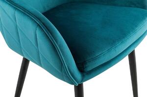 Modrá Zamatová jedálenská stolička – tyrkysová 61 × 45 × 85 cm SALESFEVER