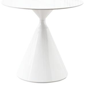 KONDELA Jedálenský stôl, svetlý mramor/biela, priemer 80 cm, VALER