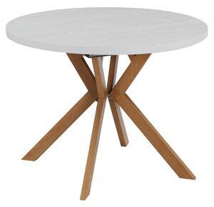 KONDELA Jedálenský rozkladací stôl, biela/dub, 100-250x75,5 cm, LUKOS