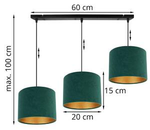 Závesné svietidlo Mediolan, 3x textilné tienidlo (výber z 10 farieb), (výber z 3 farieb konštrukcie), g