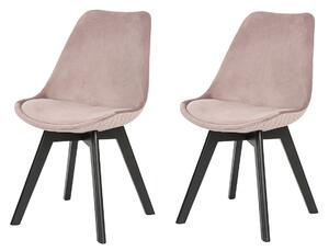 SALESFEVER Zamatová jedálenská stolička – ružová – set 2 ks 49 × 56,5 × 84 cm