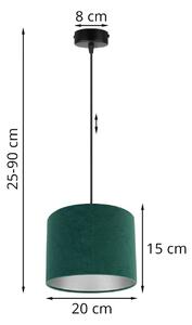 Závesné svietidlo MEDIOLAN, 1x zelené textilné tienidlo, čierna konštrukcia