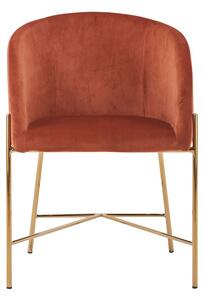 Oranžová Zamatová stolička s opierkami 57 × 46 × 77 cm SALESFEVER