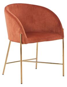 Oranžová Zamatová stolička s opierkami 57 × 46 × 77 cm SALESFEVER