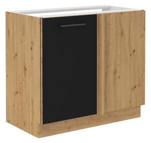 Spodní rohová skříňka do kuchyně 90x82 cm LOUSIE - Černá / Dub artisan