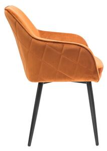 Oranžová Zamatová jedálenská stolička – korálová 61 × 45 × 85 cm SALESFEVER