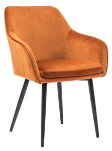 SALESFEVER Zamatová jedálenská stolička – korálová 61 × 45 × 85 cm