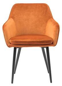 Oranžová Zamatová jedálenská stolička – korálová 61 × 45 × 85 cm SALESFEVER
