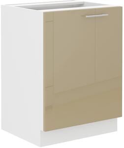 Samostatná kuchyňská skříňka spodní 60 cm 01 - VISION - Bílá lesklá / Dub lancelot