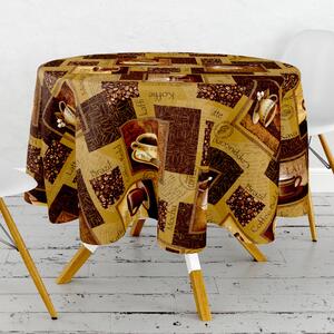 Obrus ​​PVC okrúhly FL-1004 - Kávový motiv (rôzne veľkosti)