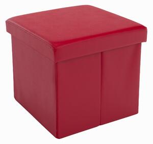 KONDELA Skladací taburet, ekokoža červená, TELA NEW