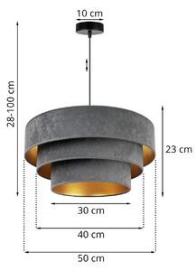 Závesné svietidlo Mediolan, 1x šedé/zlaté textilné tienidlo, (výber z 2 farieb konštrukcie)