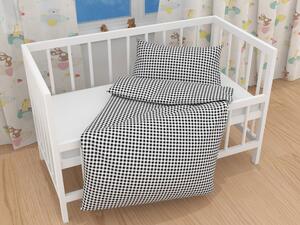 Biante Detské bavlnené posteľné obliečky do postieľky Sandra SA-060 Čierno-biele kocky Do postieľky 90x130 a 40x60 cm