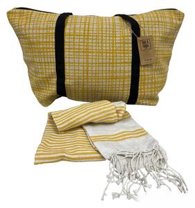 Štýlový set plážovej tašky + osušky HAMAM 75x150 cm, okrovo žltý