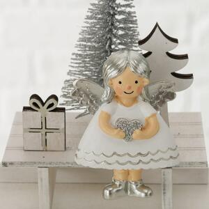 Vianočné dekorácie Andelko na saniach 1ks, 12x5 cm - Zlatá