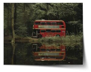 Sablio Plagát Červený poschodový autobus - 60x40 cm