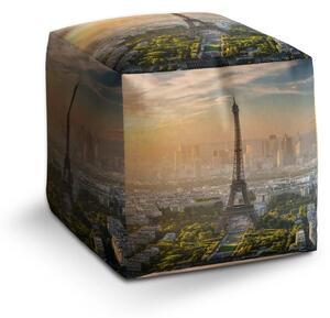 Sablio Taburet Cube Paríž Eiffelova veža Skyline - 40x40x40 cm