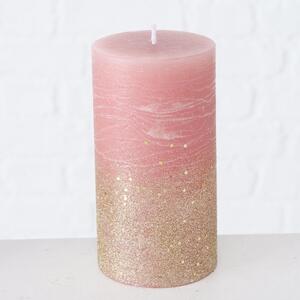 Dekoratívne sviečka Mariza ružovo-zlatá, 13x7cm - Tmavě růžová