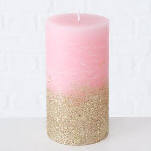 Dekoratívne sviečka Mariza ružovo-zlatá, 13x7cm - Tmavě růžová