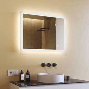 Obdĺžnikové zrkadlo do kúpeľne s LED osvetlením 80x60 cm s Dual color, Spínač dotykový