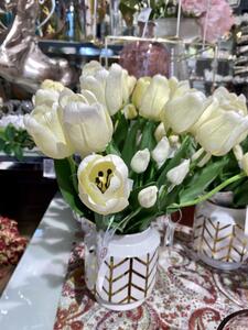 Umelá kvetina tulipán biely, 34cm