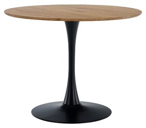 KONDELA Jedálenský stôl, okrúhly, dub/čierna, priemer 110 cm, REVENTON NEW