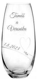Dekorant svatby Svadobná váza s menami zdobená Swarovski kamienkami Romance 25 cm