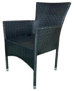 Autronic Záhradná stolička, kov, polyratan, čierna, AZC-S2117 BK